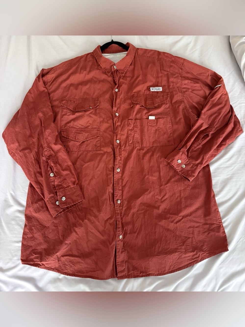 Columbia Performance Fishing Gear Red Long Sleeve Button Down Shirt Size XXL